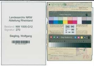 Entnazifizierung Wolfgang Siegling , geb. 19.06.1908 (Einkaufsleiter)