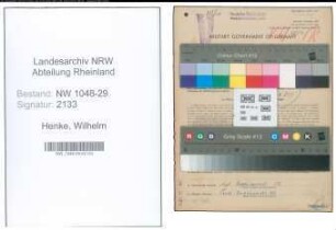Entnazifizierung Wilhelm Henke , geb. 01.12.1890 (Beamter)