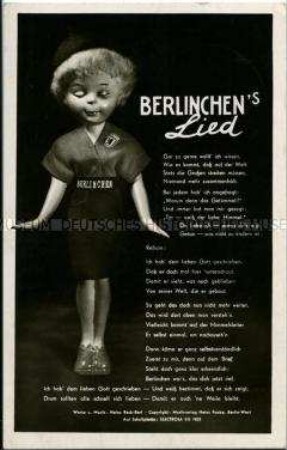 Postkarte mit dem Text von "Berlinchen's Lied"