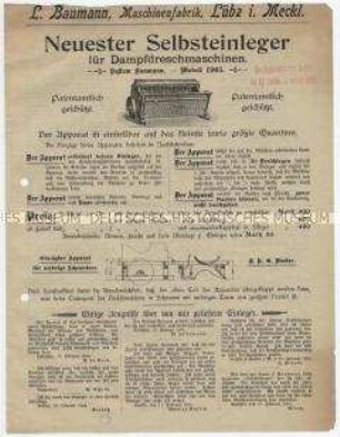 Neuester Selbsteinleger für Dampfdreschmaschinen.