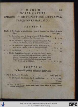 Sciagraphia Omnium in His IV. Partibus Pertractatarum Materiarum.