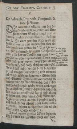 V. De Adverb. Praeposit. Coniunct. & Interiectione.