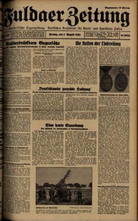 Ausgabe vom Freitag, den 04. August 1939.