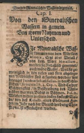Von den Mineralischen Wassern in gemein.