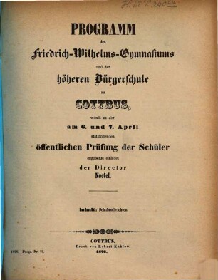 Programm des Friedrich-Wilhelms-Gymnasiums und des Realprogymnasiums. 1875/76