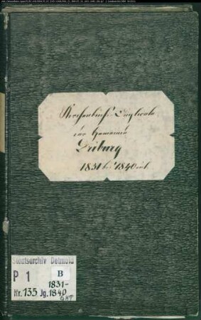 Kirchenbuchduplikat der katholischen Gemeinde Driburg, Kreis Höxter (GHT 1831-1840). (Gemeinde: Katholische Gemeinde Driburg)