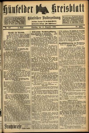 Zweite Ausgabe vom Samstag, den 13. Dezember 1930.