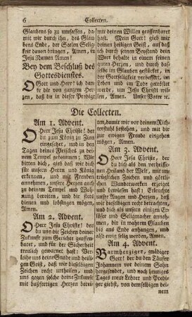 Die Collecten.