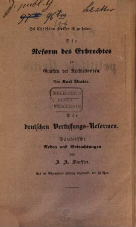 Blätter für politische Kritik : im Verein mit mehreren deutschen und schweizerischen Staatsmännern. 1/6. 1848