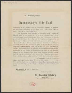 Brief an Ludwig Strecker  und B. Schott's Söhne : 17.04.1900
