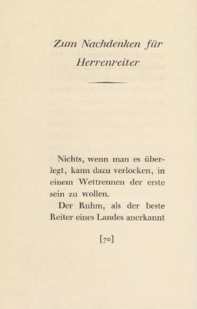 Zum Nachdenken für Herrenreiter