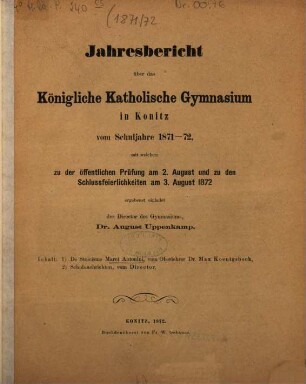 Jahresbericht : Schuljahr .... 1871/72