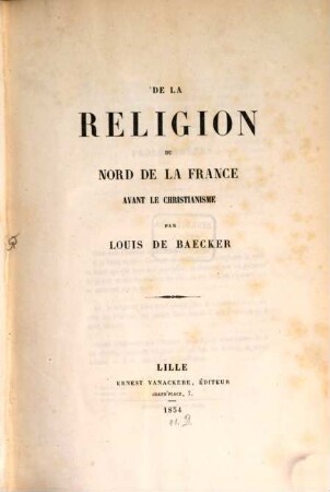 De la religion du Nord de la France avant le christianisme