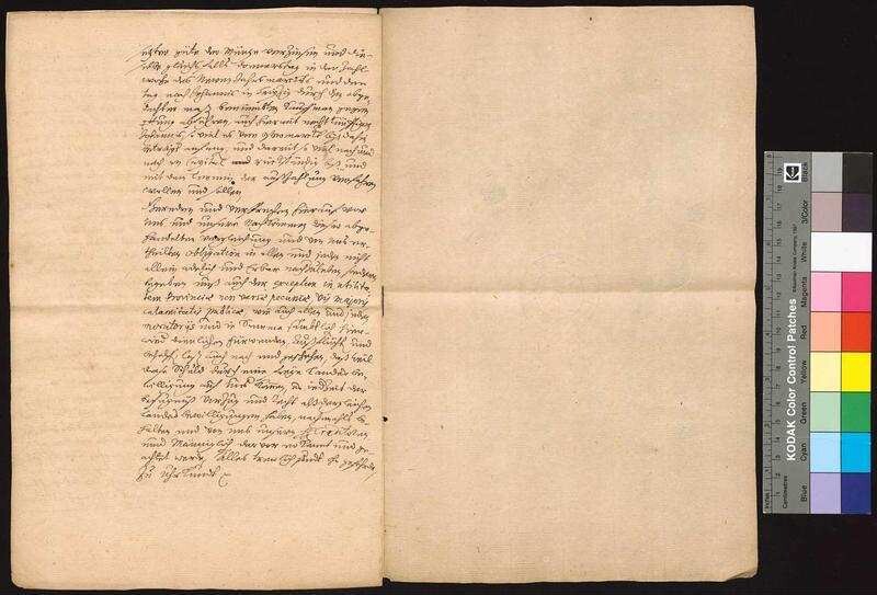 Die Stände des Markgraftums Oberlausitz einigen sich, aus den bewilligten Steuern die 50000 Taler aufzubringen, die Kurfürst Johann Georg I. von Sachsen zur Einlösung der verpfändeten Herrschaft Hoyerswerda mit den Dörfern und Gütern Koritz (Curtitz), Laubusch, Tätzschwitz (Töschwitz), Hosena (Hoßna), Torno (Thürna) und Leippe (Leippa) benötigt, und regeln die Auszahlung des Kapitals und der Zinsen bis 1661. Die Herschaft Hoyerwerda war von Heinrich Hildebrandt von Einsiedel an Rudolph von Ponickau übergegangen, der sie für 12 Jahre an seine Neffen aus der Familie von Einsiedel auf Wiedereinlösung verpfändet hatte. | Digitalisierung: Stadtarchiv Bautzen
