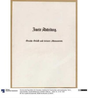 Vorbilder für Fabrikanten und Handwerker. Teil 2, Zwischentitel: Zweite Abtheilung./ Geräthe Gefässe und kleinere Monumente.