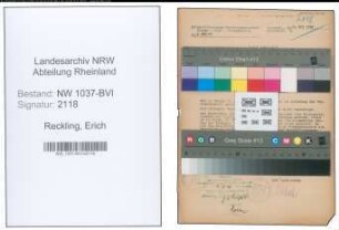 Entnazifizierung Erich Reckling , geb. 20.09.1896 (Unternehmer)