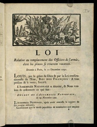 1-11, Loi. Relative au remplacement des Officiers...