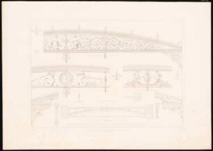 Das Neue Museum in Berlin von Stüler, Potsdam 1853: Tafel 8. Details: Eisenkonstruktionen der Decken nördliche Teile