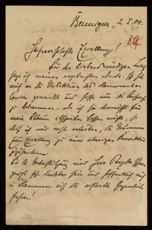 81: Brief von Alexander Levin von Bennigsen an Gottlieb Planck, Bennigsen, 2.1.1904