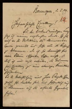 81: Brief von Alexander Levin von Bennigsen an Gottlieb Planck, Bennigsen, 2.1.1904