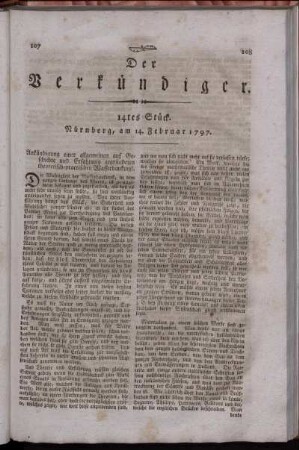 14tes Stück. Nürnberg, am 14. Februar 1797