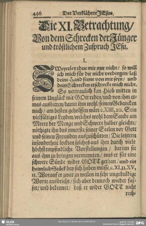 Die XI. Betrachtung, Von dem Schrecken der Jünger und tröstlichem Zuspruch JEsu