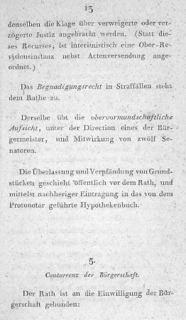 5. Concurrenz der Bürgerschaft.