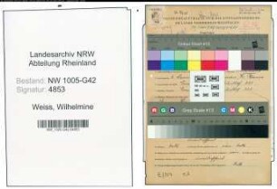 Entnazifizierung Wilhelmine Weiss , geb. 06.11.1890 ()