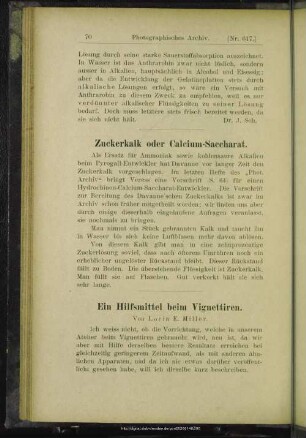 Ein Hilfsmittel beim Vignettiren
