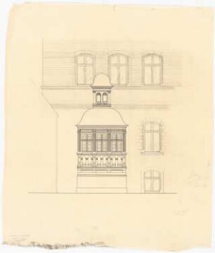 Rathaus, Wernigerode Umbau: Aufriss Erker des alten Ratssaales 1:10, unfertige Zeichnung