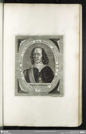 Maurit: Augustus L.B. Rochau Haered: in Königsberg. S.C.Rq[ue] M. Pedit: Colonellus, Ao. 1649.