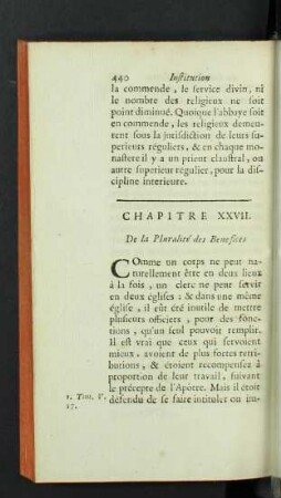 Chapitre XXVII. Del a Pluralité des Benefices