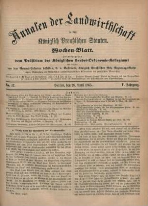 No. 17. Berlin, den 26. April 1865. V. Jahrgang.