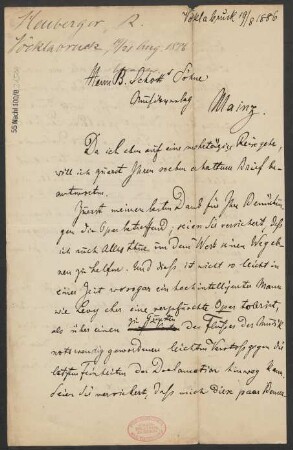 Brief an B. Schott's Söhne : 19.08.1886