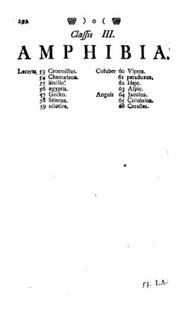 Classis III. Amphibia