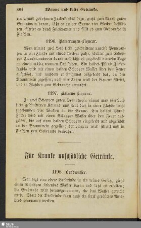 Für Kranke unschädliche Getränke