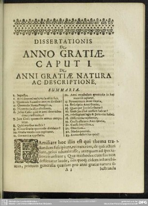 Caput I. De Anni Gratiae Natura Ac Descriptione