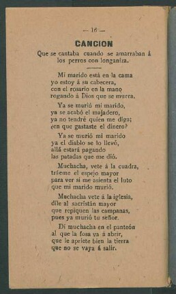 Canción que se cantaba cuando se amarraban á los perros con longaniza