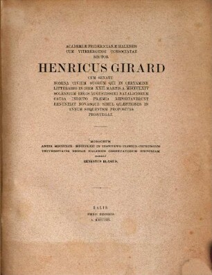 Morborum annis 1859 - 1862 in instituto clinico chirurgico universitatis regiae Halensis observatocum historiam