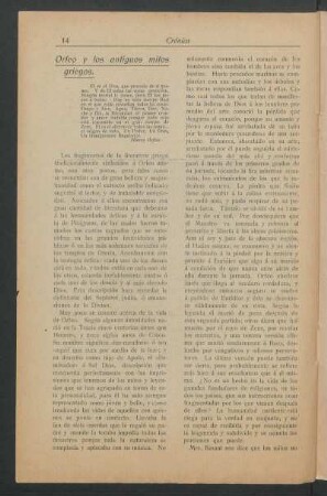 Orfeo y los antiguos mitos griegos.
