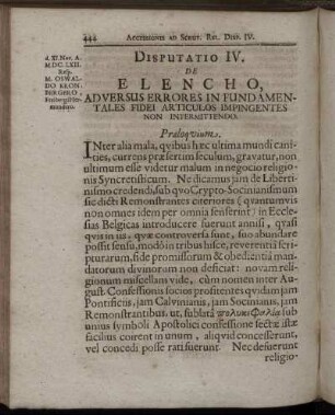 Disputatio IV. De Elencho