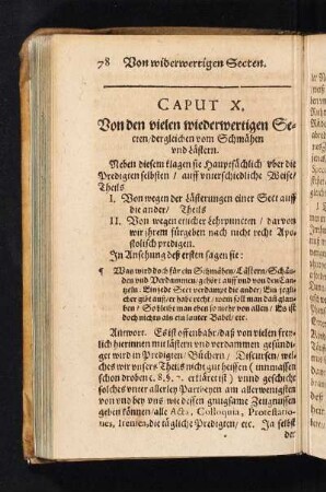 CAPUT X. Von den vielen wiederwertigen Secten/ dergleichen Schmähen und Lästern.