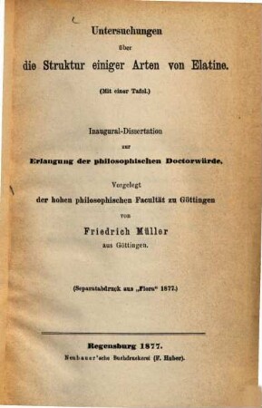 Untersuchungen über die Struktur einiger Arten von Elatine : Inaugural-Dissertation