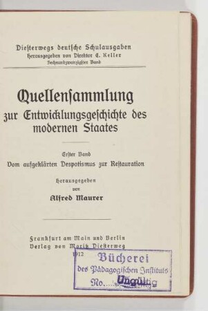 Bd. 1: Vom aufgeklärten Despotismus zur Restauration