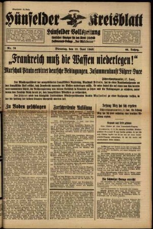 Ausgabe vom Dienstag, den 18. Juni 1940.