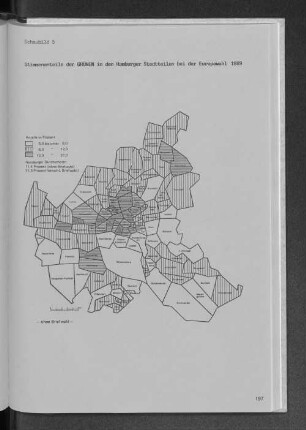 Schaubild 5 Stimmenanteile der GRÜNEN in den Hamburger Stadtteilen bei der Europawahl 1989