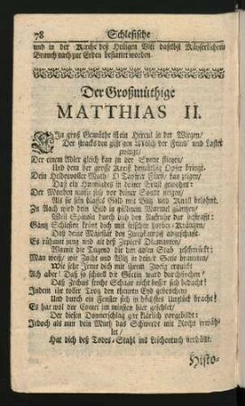 Der Großmüthige Matthias II.