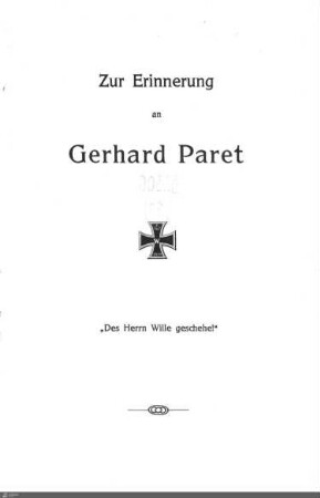 Zur Erinnerung an Gerhard Paret