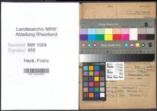 Entnazifizierung Franz Heck , geb. 30.10.1890 (Bahnhofsvorsteher)