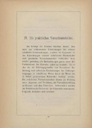 IV. Die praktischen Versuchsanstalten